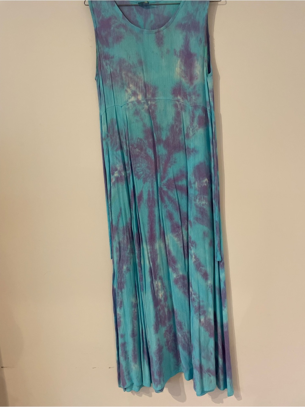 Tie-Dye Sleeveless Maxi Skirt in Teal and Purple